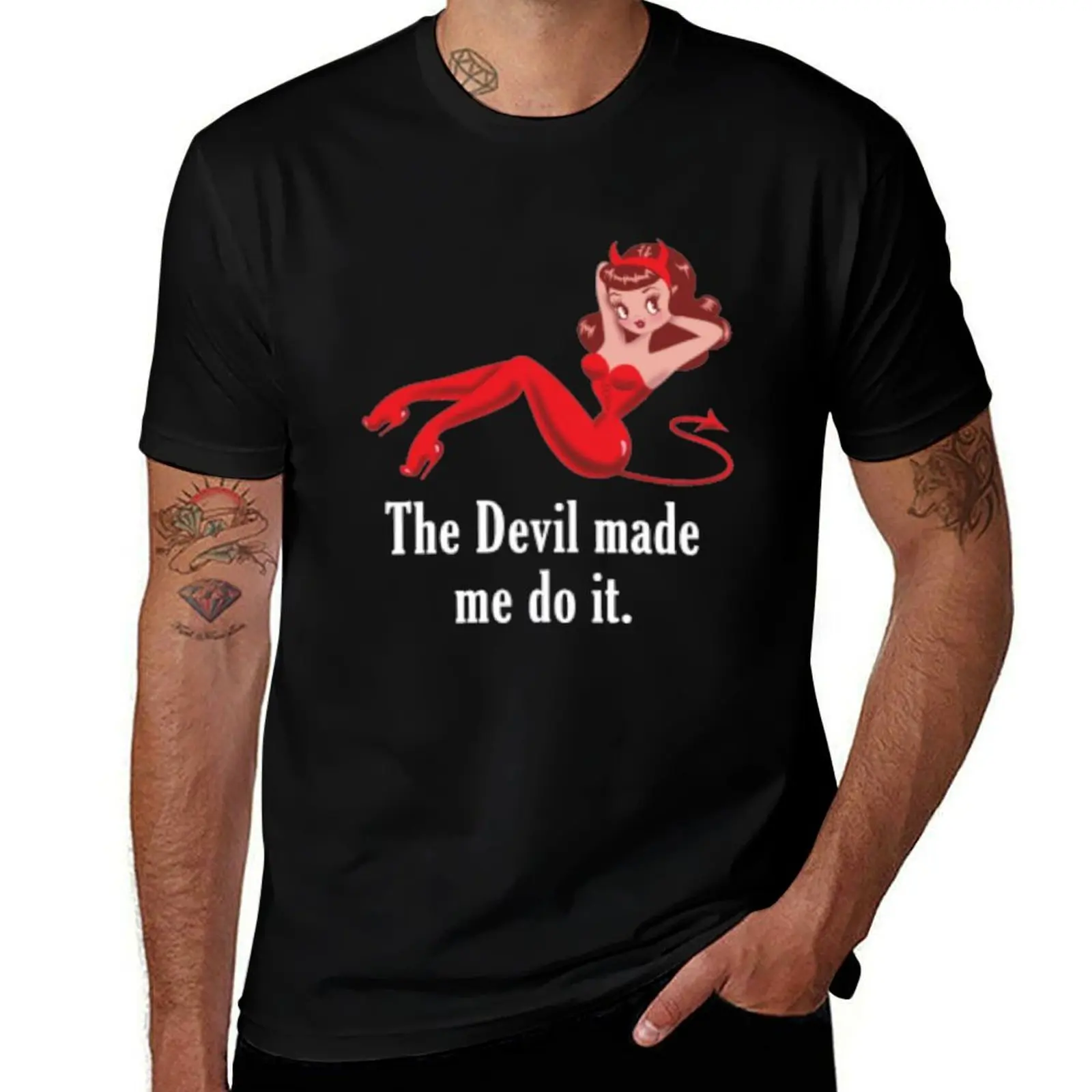 the devil made me do it T-Shirt Breathable Mesh Panel T-Shirt