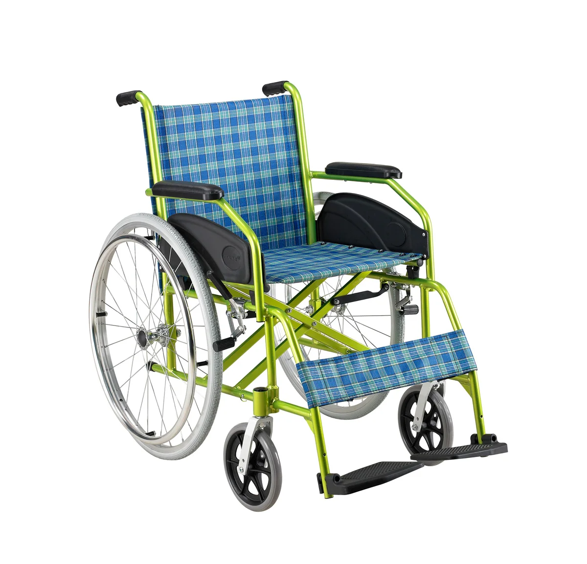 #@ Hot Selling Foldable Aluminum Lightweight Manual Wheelchair Blue Color and Color Customize Available Armrest Footrest Fixed