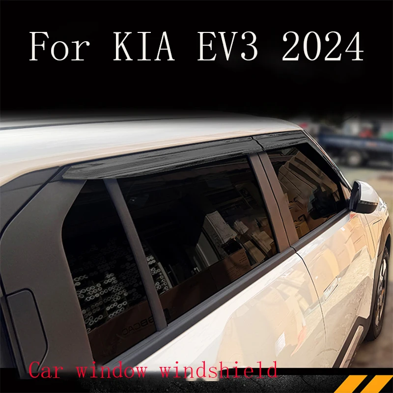 For KIA EV3 2024 Black car windows rain and light barriers ABS material exterior protective components