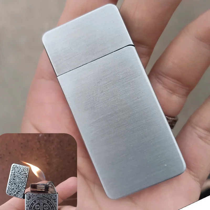 Constantine Relief Thin Butane Gas Lighter, Grinding Wheel, Open Flame Inflatable Lighter Cigarette Accessories Men's Small Gift - Image 3