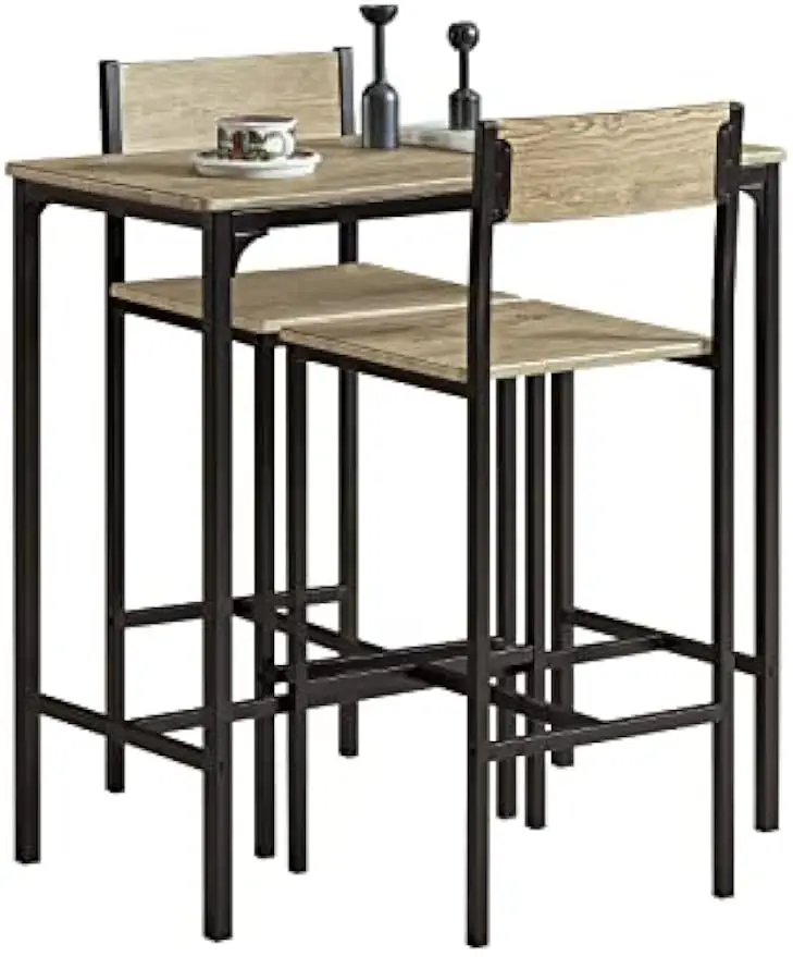 

3 piece dining table, dining table with 2 stools, Family kitchen counter Breakfast table, 34.25 "height