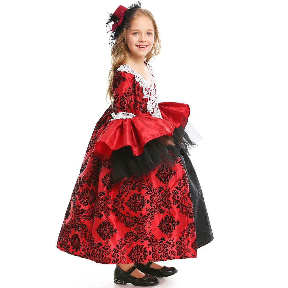 Kinderen Victoriaanse Prinses Cosplay Kostuum Lolita Jurk Vakantie Feest Meisje Vintage Court Jurk Halloween Prestatie Kleding