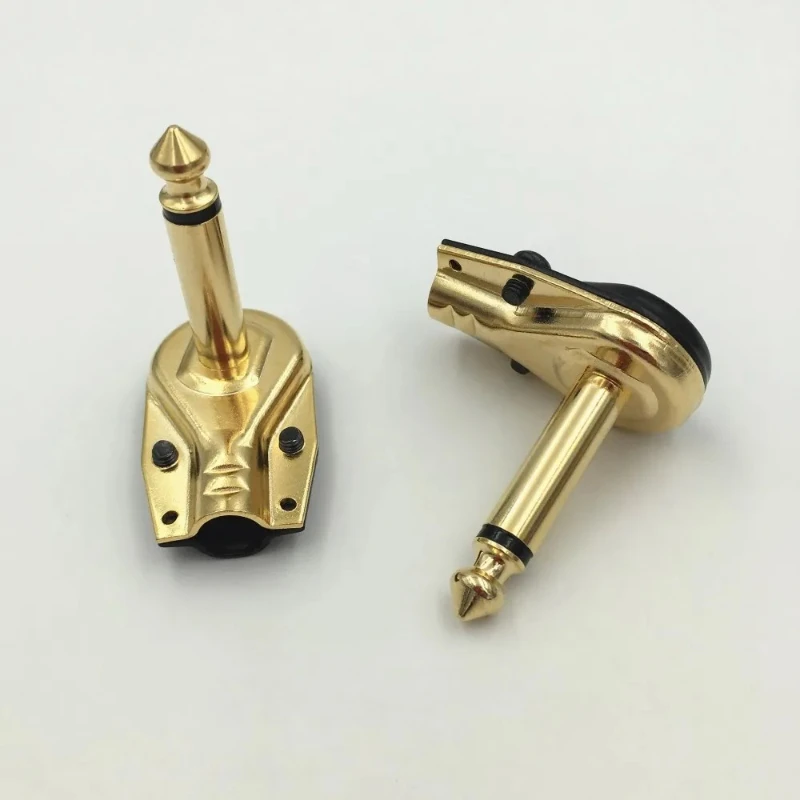

10 шт. латунный позолоченный разъем 6,35 мм моно 2-полюсный разъем 90 градусов под прямым углом L-типа 6,35 мм гитарный разъем Phono Pancake 1/4 дюйма