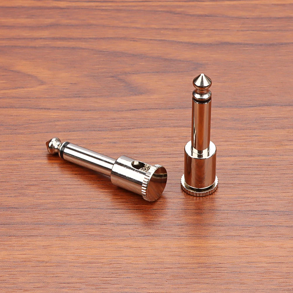 

2pcs Patch Adapter 6.35Mm Connector Board Accessories Silver Plugs Electric Guitar Pedal Connector Effect Pedal Adapter Durable