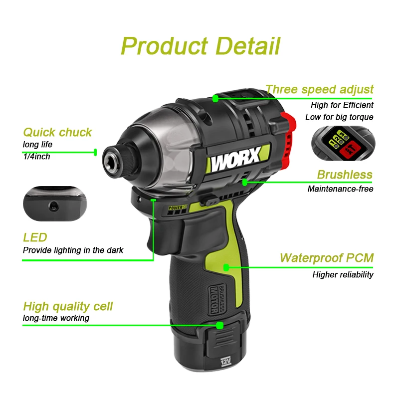 Imagem -03 - Chave de Fenda sem Fio sem Escova Baretool ou Baterias Carregador Universal Plataforma 12v Worx-wu132