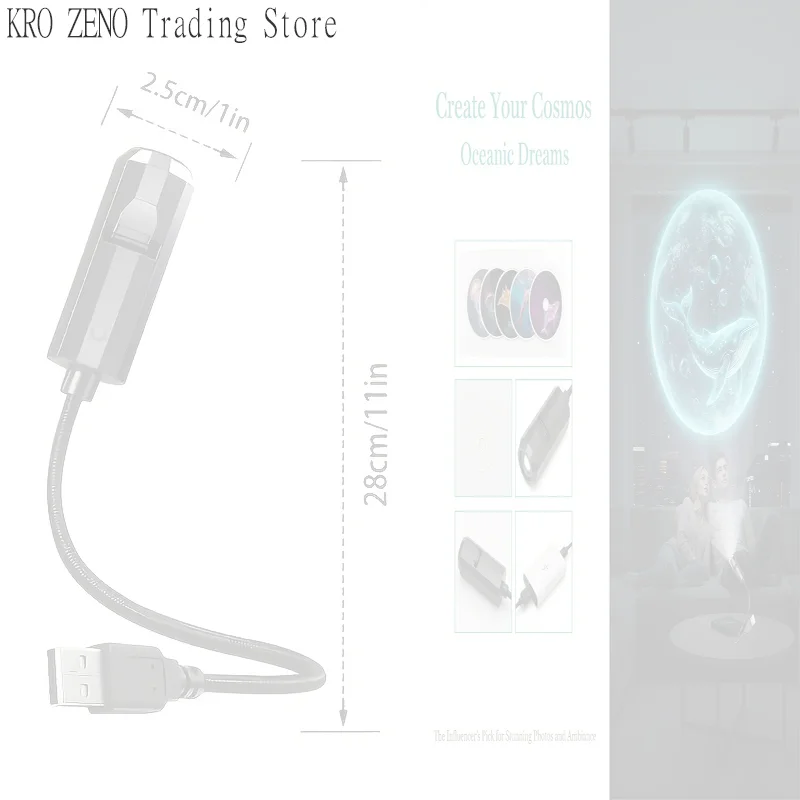 LED USB Projector Light Marine Life Ocean Theme with 8pcs Panels for Home Decor and Children Night Lighting