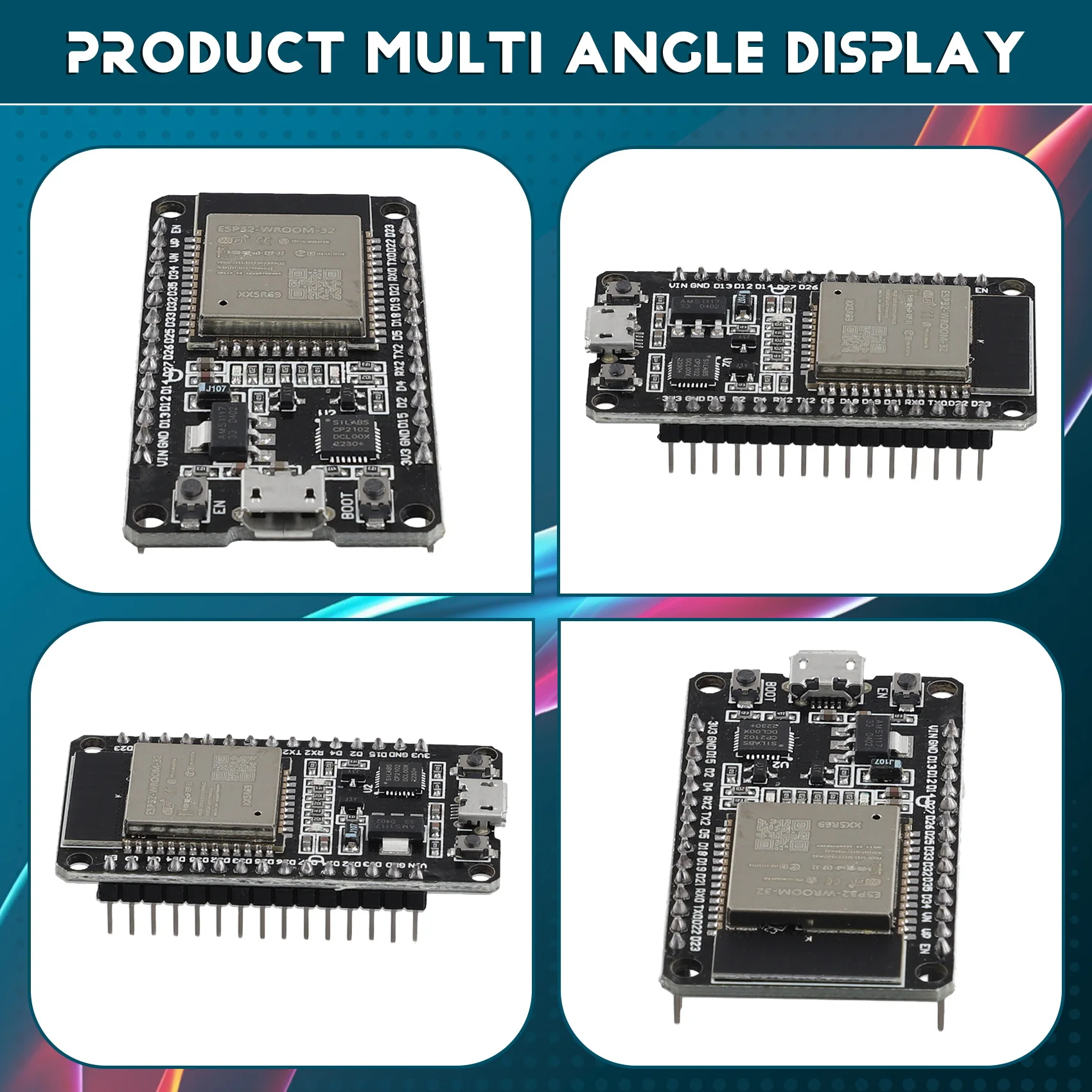 AT87-5 PCS ESP32 WROOM-32 Development Board USB CP2102 Ultra-Low Power Consumption Dual Core Wireless Module
