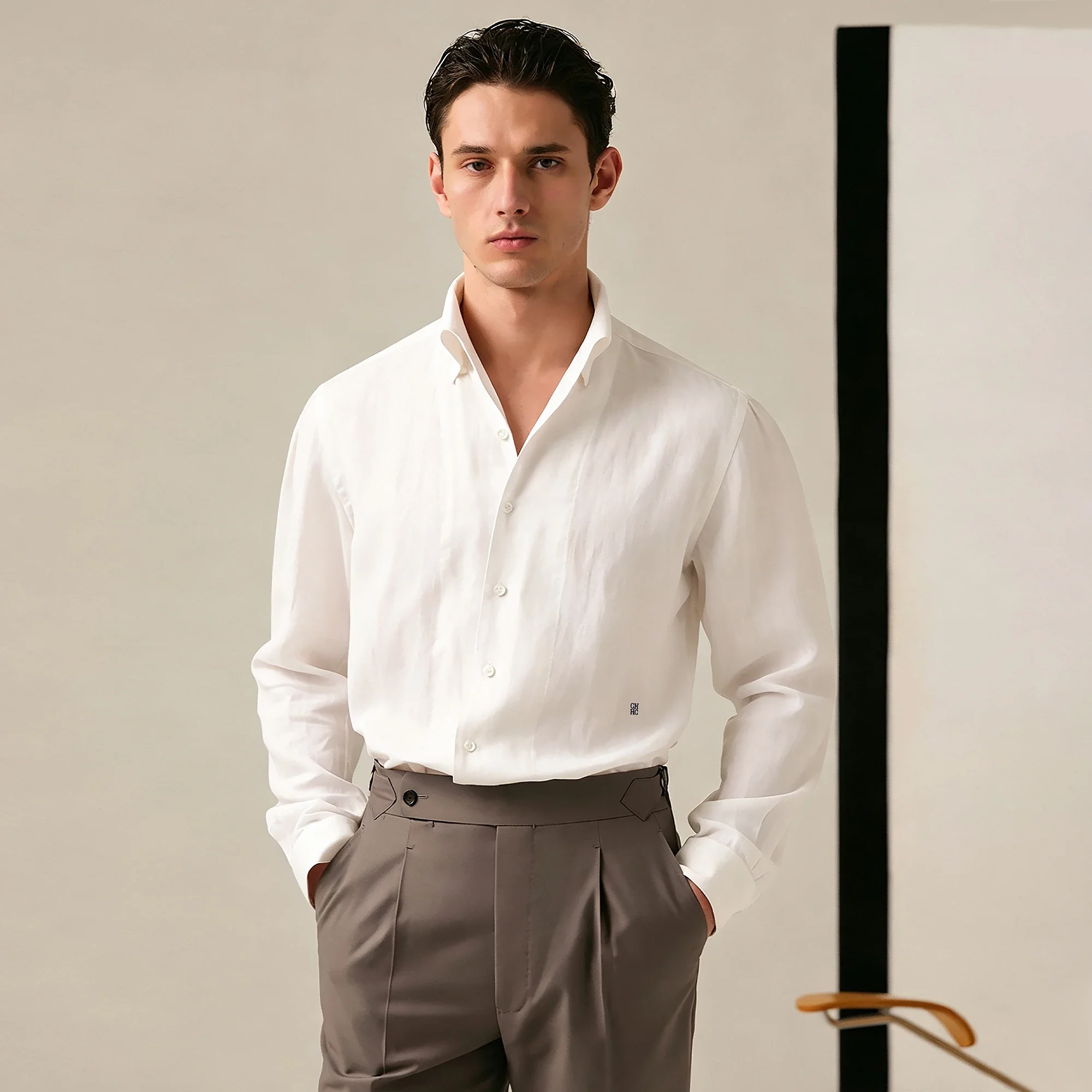 Men's New Shirt Lightweight Breathable Lyocell Material Men's Temperament Old Money Style Single Breasted
