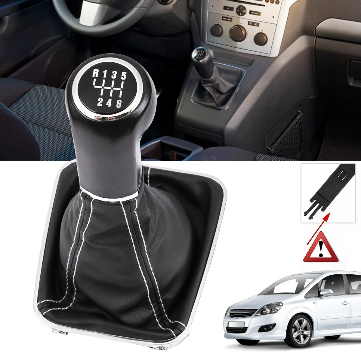 

6 Speed Car Shift Gear Knob Leather with Pu Boot For Opel Zafira B A05 2005 2006 2007 2008 2009 2010 2011 2012 2013 2014 2015