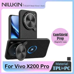 NILLKIN-Magnetic Case for Vivo X200 Pro, Dustproof, Anti-Fingerprint, Flip-Style Lens Protection, MagSafe Back Cover with Holder