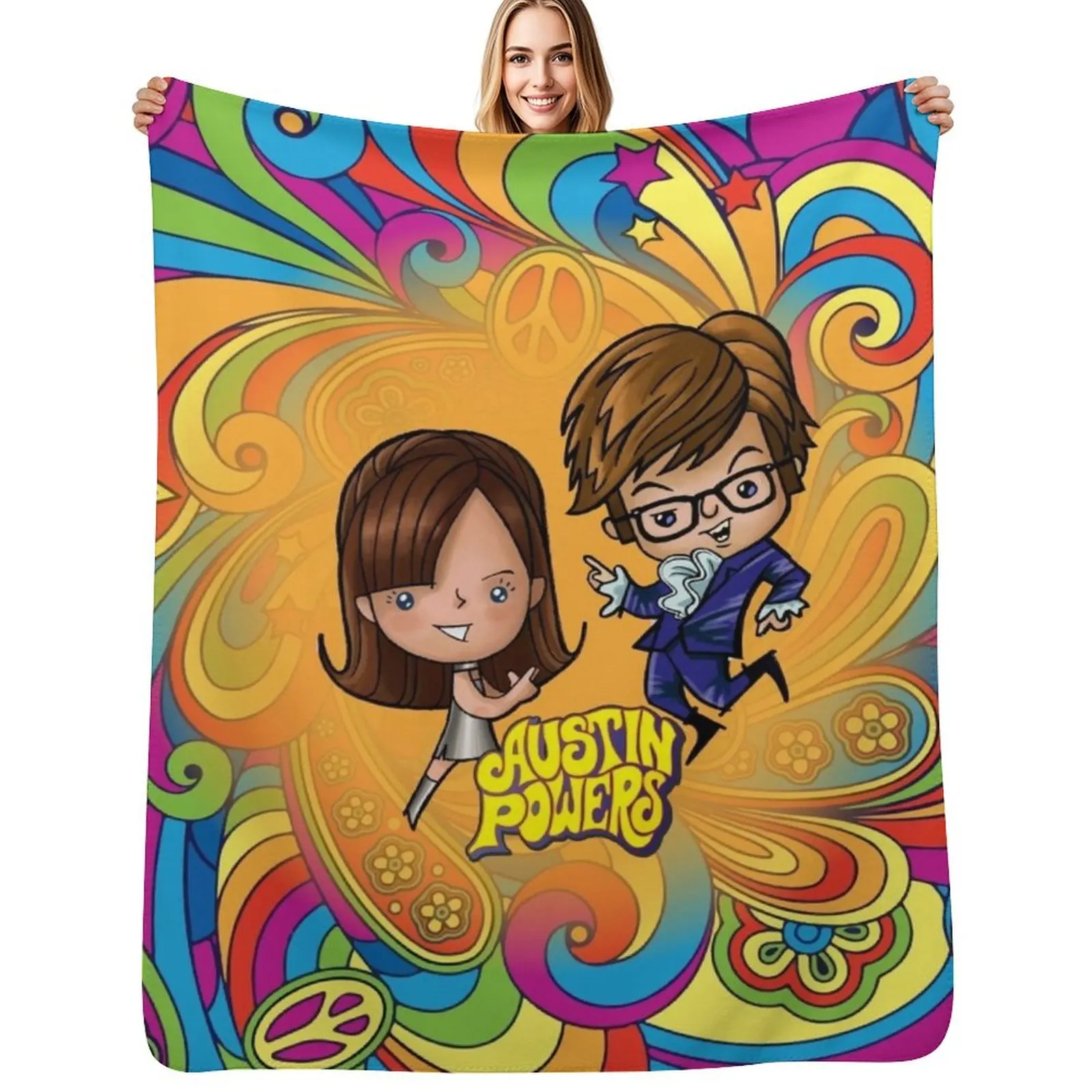 Austin danger Powers Throw Blanket Warm Plush Fuzzy Blanket for Living Room