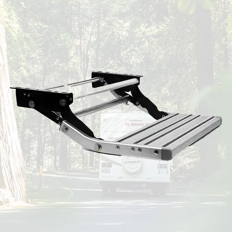 

High Quality Aluminum Alloy RV Single Step MAX Loading 220kg Manual Control And Black Rubber Belt Caravan Step