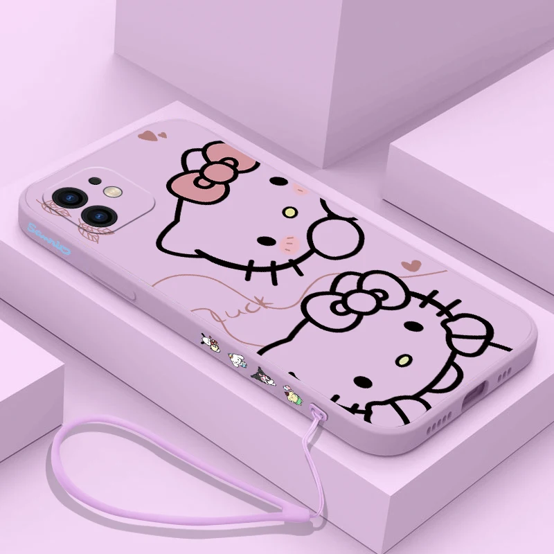 جراب هاتف Hello Kitty لطيف بحزام يد ، غطاء سيليكون سائل ، Oneplus Nord 3 ، 2 ، 9R ، 9 ، 8T ، 8 ، 7T Pro ، 6 ، 5G