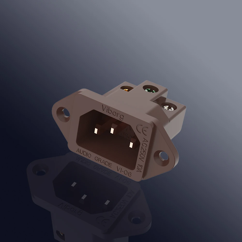 Viborg Pure Copper IEC inlet Audio Grade VI06CG Pure Copper Gold Plated IEC Inlet Plug AC 250V 15A Power Socket