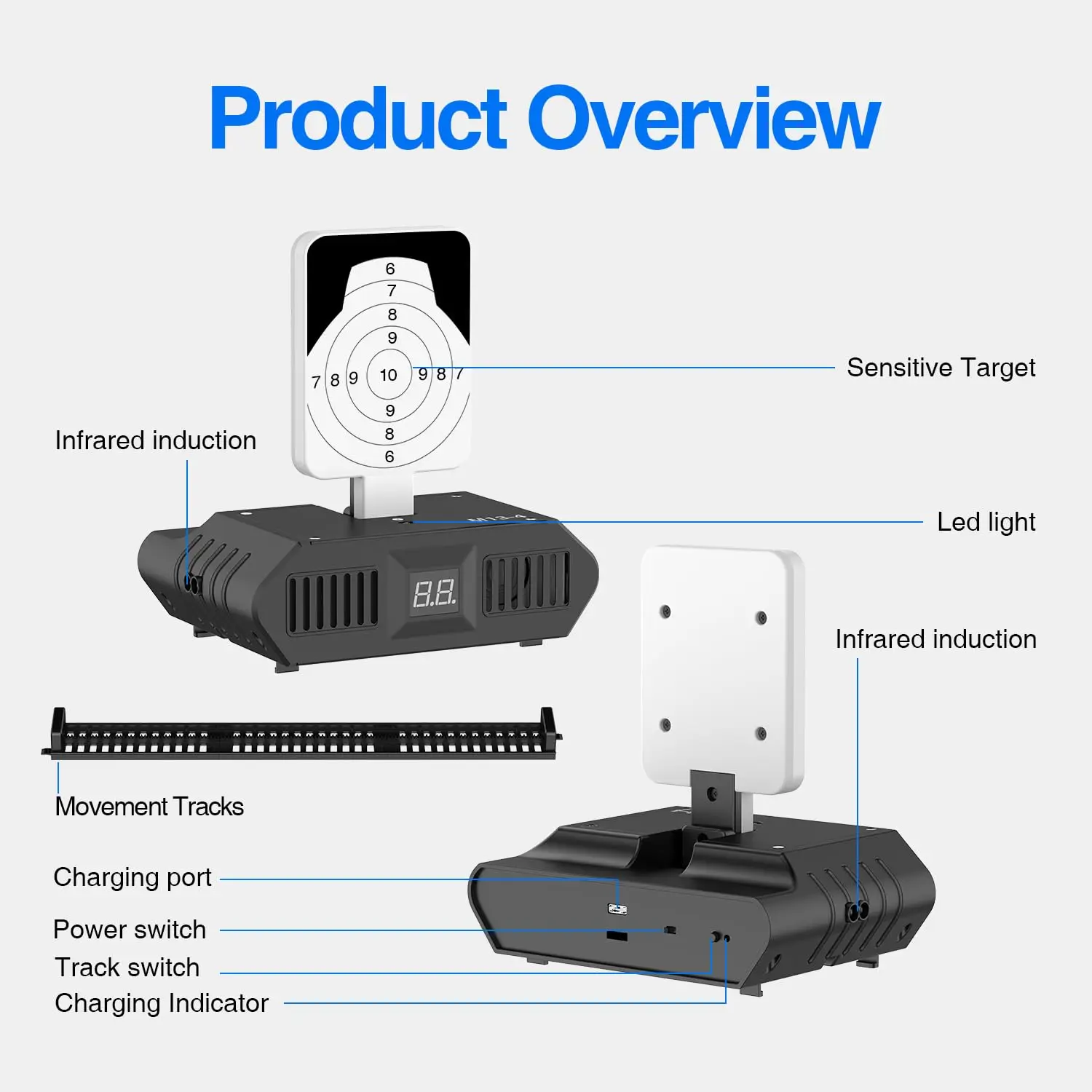 Dry Fire Laser Training Target with Counting Function Mobile induction undulating target with Moving Track 9mm Laser Cartridge