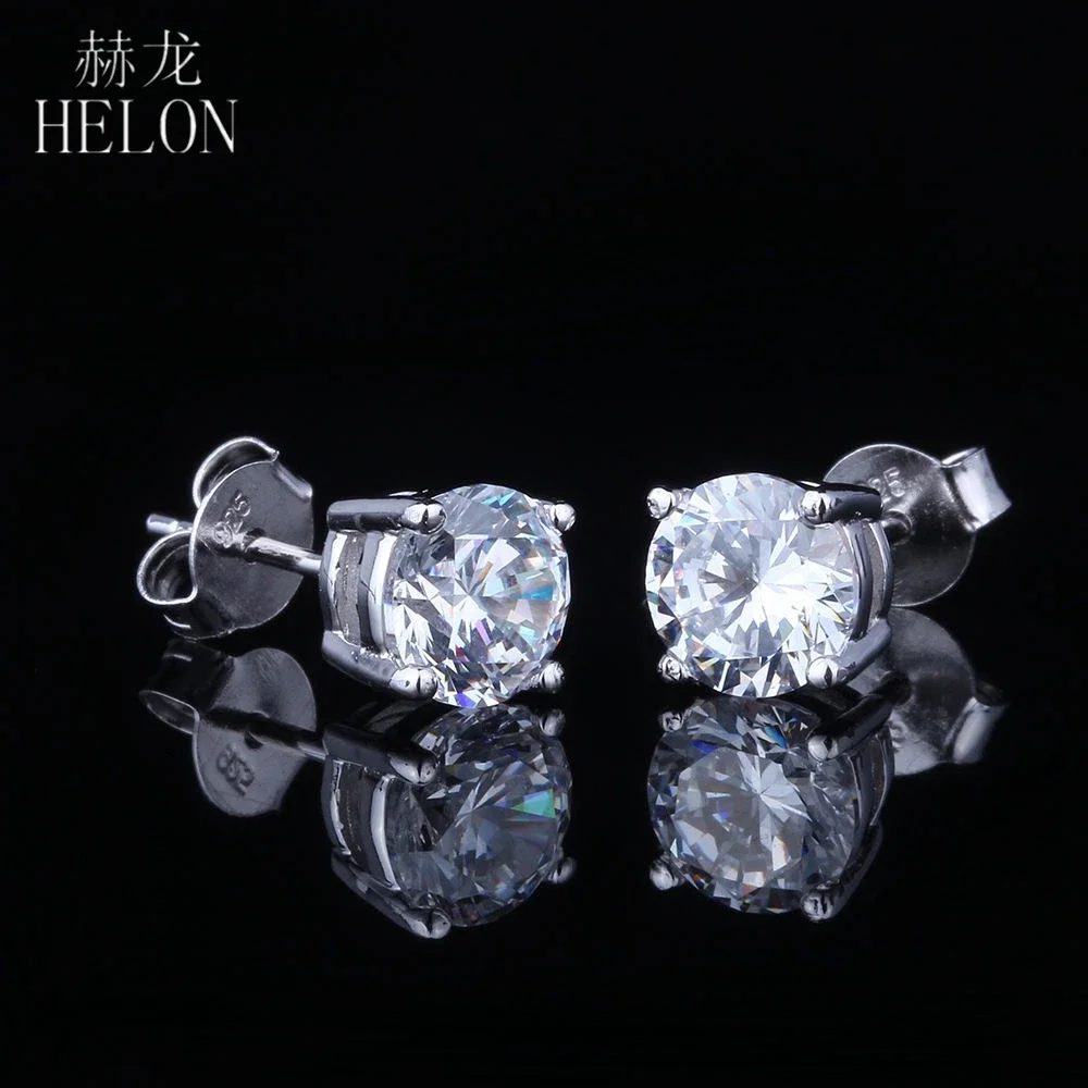 HELON 5.5mm Round Moissanite Sterling Silver 925 Round Moissanite Engagement Stud Earrings Women Men Top Quality Jewelry Gift