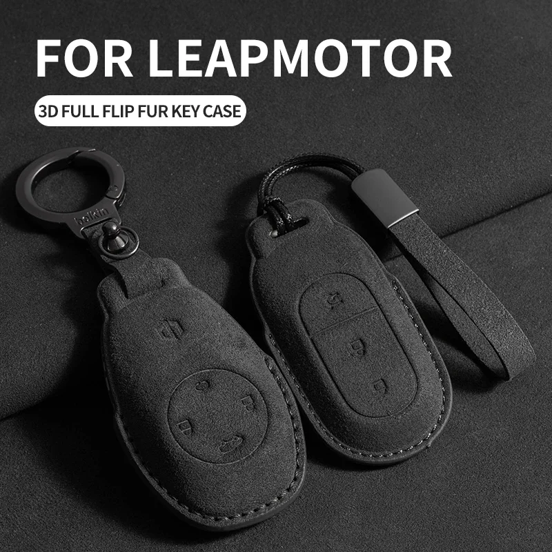 

Suede Leather for Leapmotor T03 S01 C11 C01 Car Key Case Cover for Leapmotor Key Shell