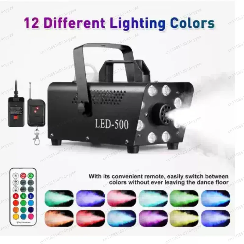 500W RGB LED Smoke Machine with Wireless Remote Control, Colorful Stage Fog Machine DJ Equipment for Bar Party Concert Halloween