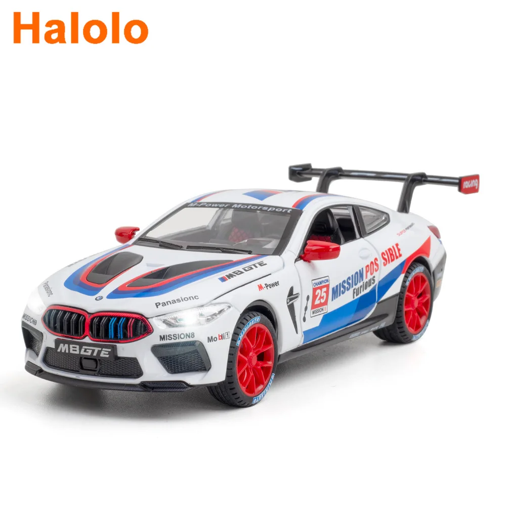 

1:24 BMW M8 GTE RACECAR высокий симулятор литая металлическая модель автомобиля из сплава выдерживает звук светильник ль подарок для детей Коллекция A430