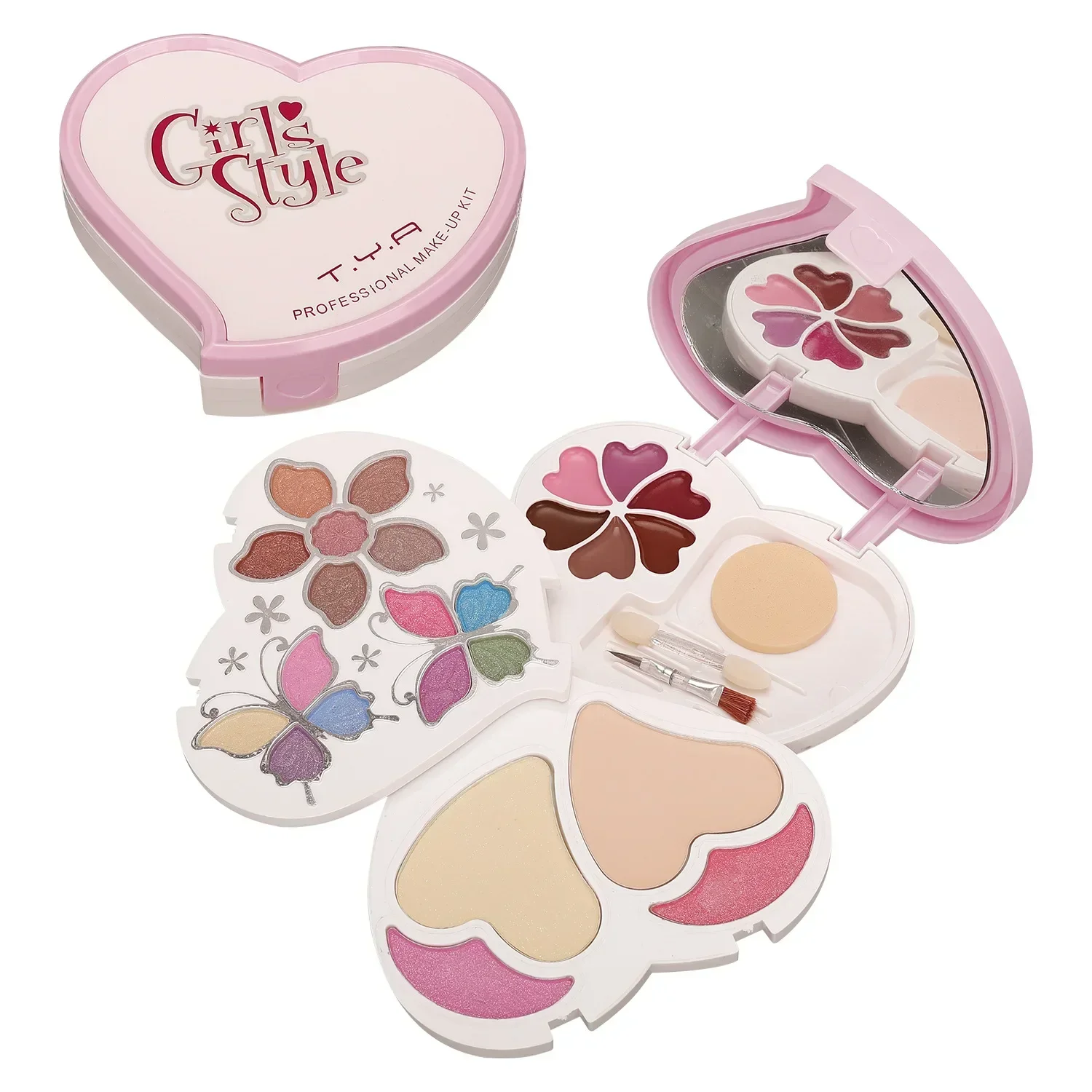 Kit de maquillaje, caja completa para niña, caja multifuncional todo en uno, 24 colores, polvo facial, sombra de ojos, resaltador de labios, paleta bronceadora