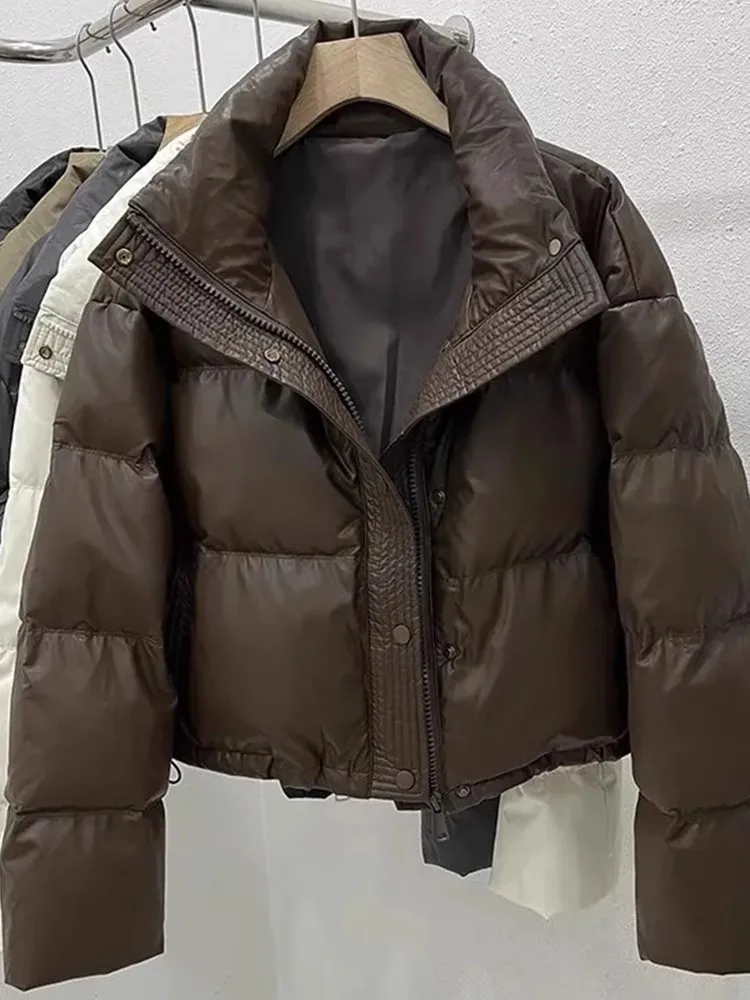 

Зимняя утепленная женская хлопковая куртка-пуховик корейского стиля, свободного кроя, укороченная, на молнии