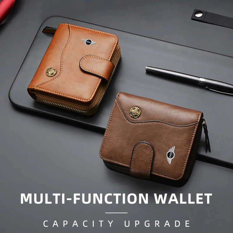 Fashion Luxury Wallet Leather Car Logo Card Holder Coin Purse For MINI Cooper One JCW R56 Countryman Paceman Clubman R58 R57 R55