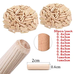 50pcs Wooden Pin Cabinet Drawer Round Groove Wood Craft Pin Rod Set Furniture Accessories Wood Pin Diameter 0.4-0.8cm