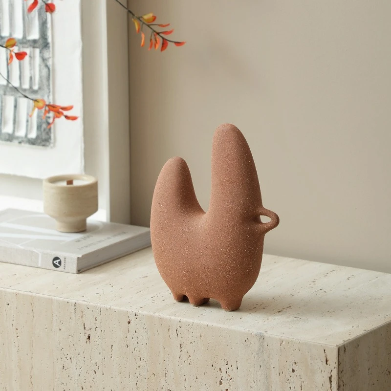 

Modern creative abstract art ornaments Wabi Sabi style bimodal sand faced ceramic ornaments living room foyer decoration crafts