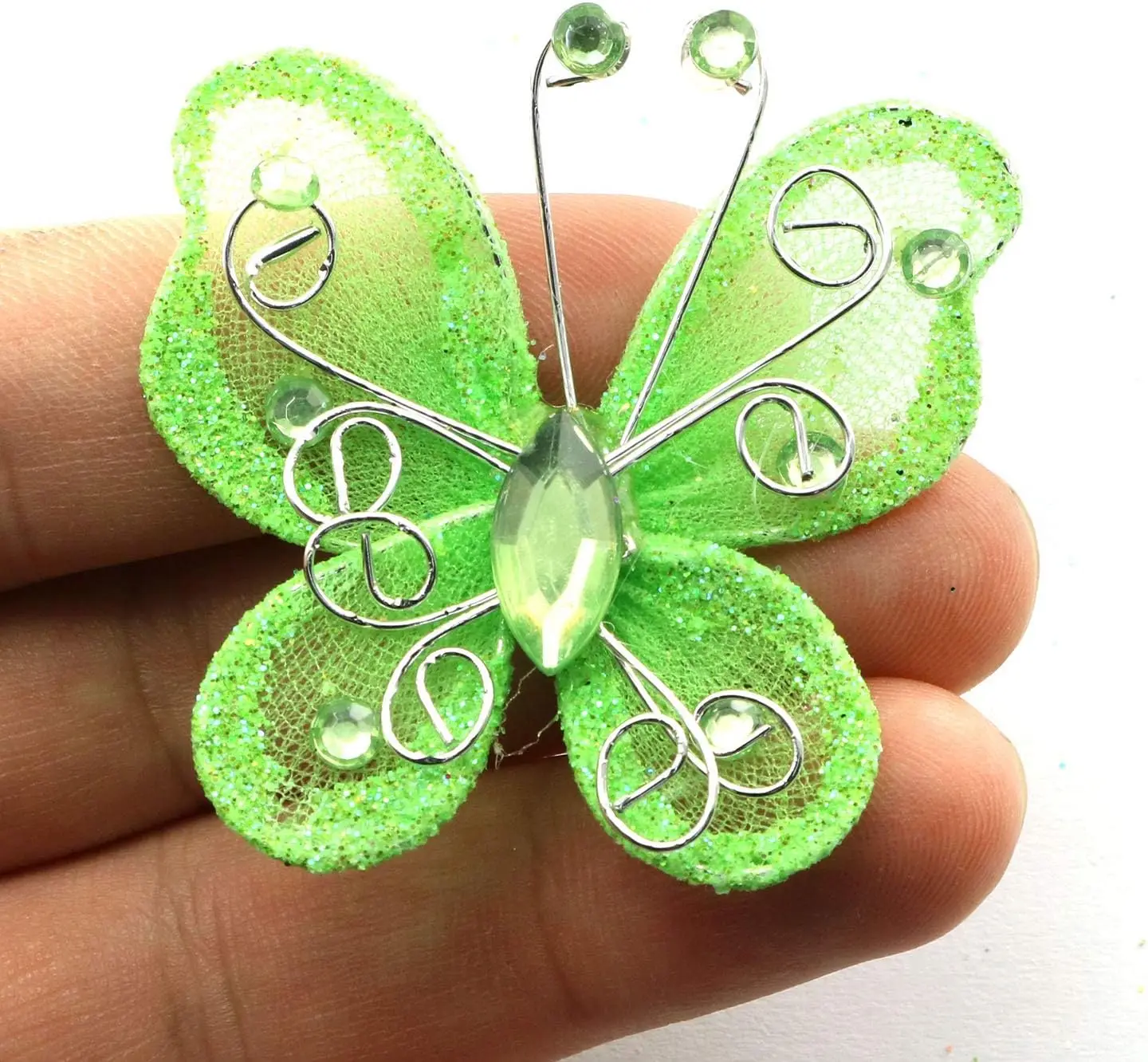 30pcs 5cm Butterfly Decoration Glitter Rhinestone Organza Wire Butterfly Table Scatter for Party Wedding Card Scrapbooking craft