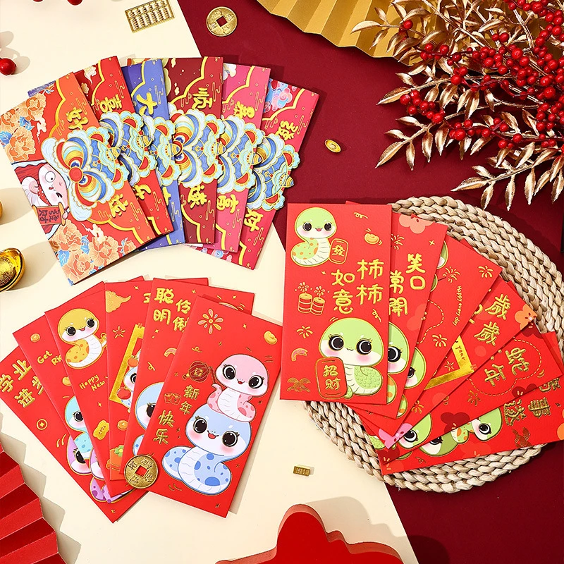 6 buste rosse cinesi buste per soldi di Capodanno festival di primavera regalo per bambini pacchetto rosso fortunato busta rossa Hongbao