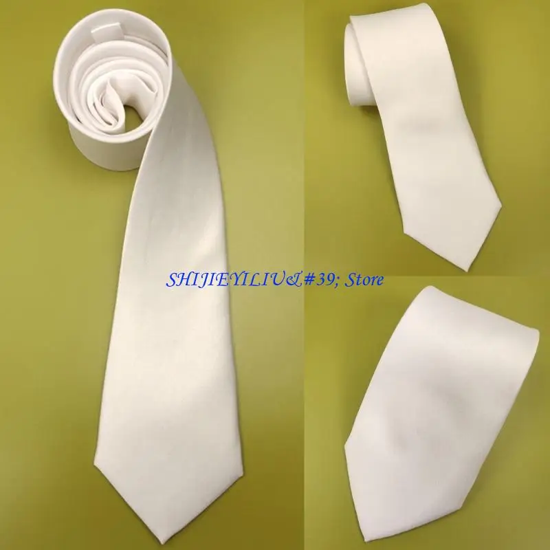 E21F Male Blank Sublimation Necktie Color White Embryo DIY Neck Tie for Casual Formal Wedding Party Business Occassion