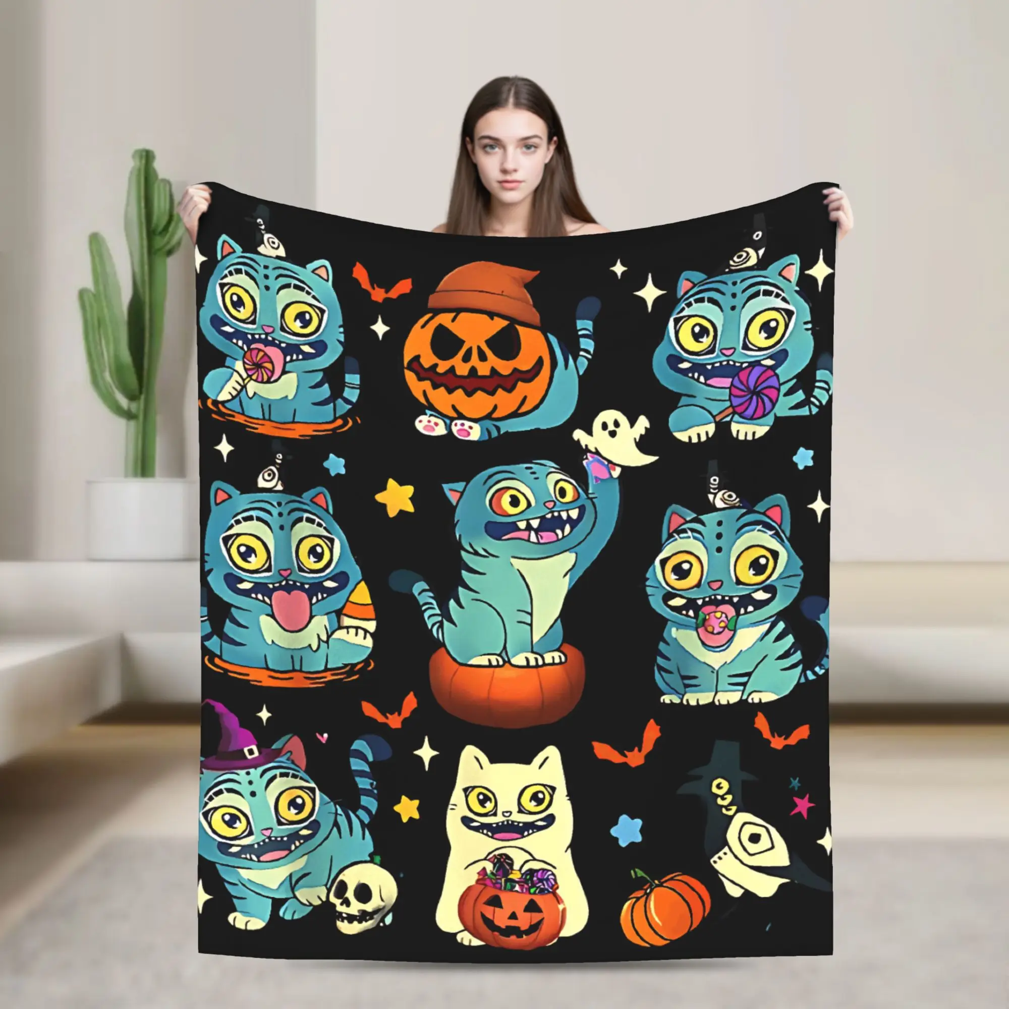 

Derpy Tiger and Sussie Bird Halloween Blanket Plush Bedding Throws For Home Decor Travel Office Flannel Bedspread Bed Cover