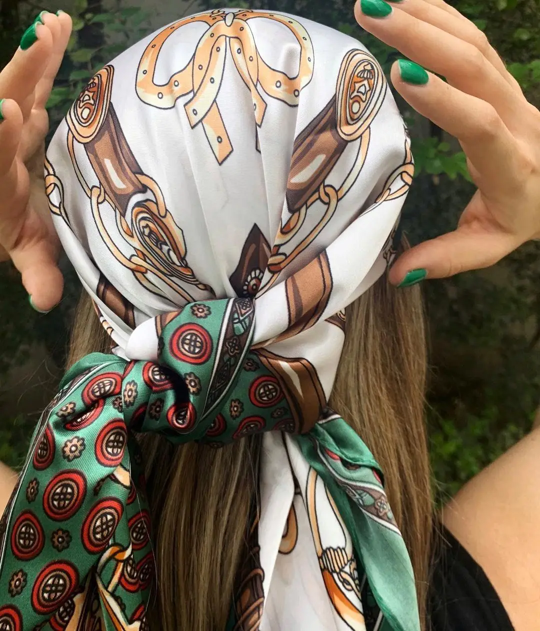 New Silk Scarf And Wrap For Designer Luxury Brand Kerchief Neck Head/Hair Scarves Bandana Handkerchief 90X90CM Headscarf