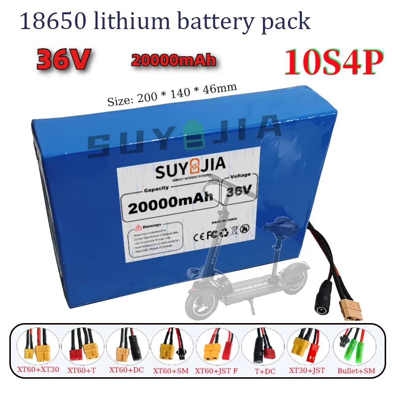 36V 10S4P 20Ah 18650 Battery Pack 350W 500W 750W 42v Lithium Electric Vehicle Moped Battery Rechargeable Li-ion Battery