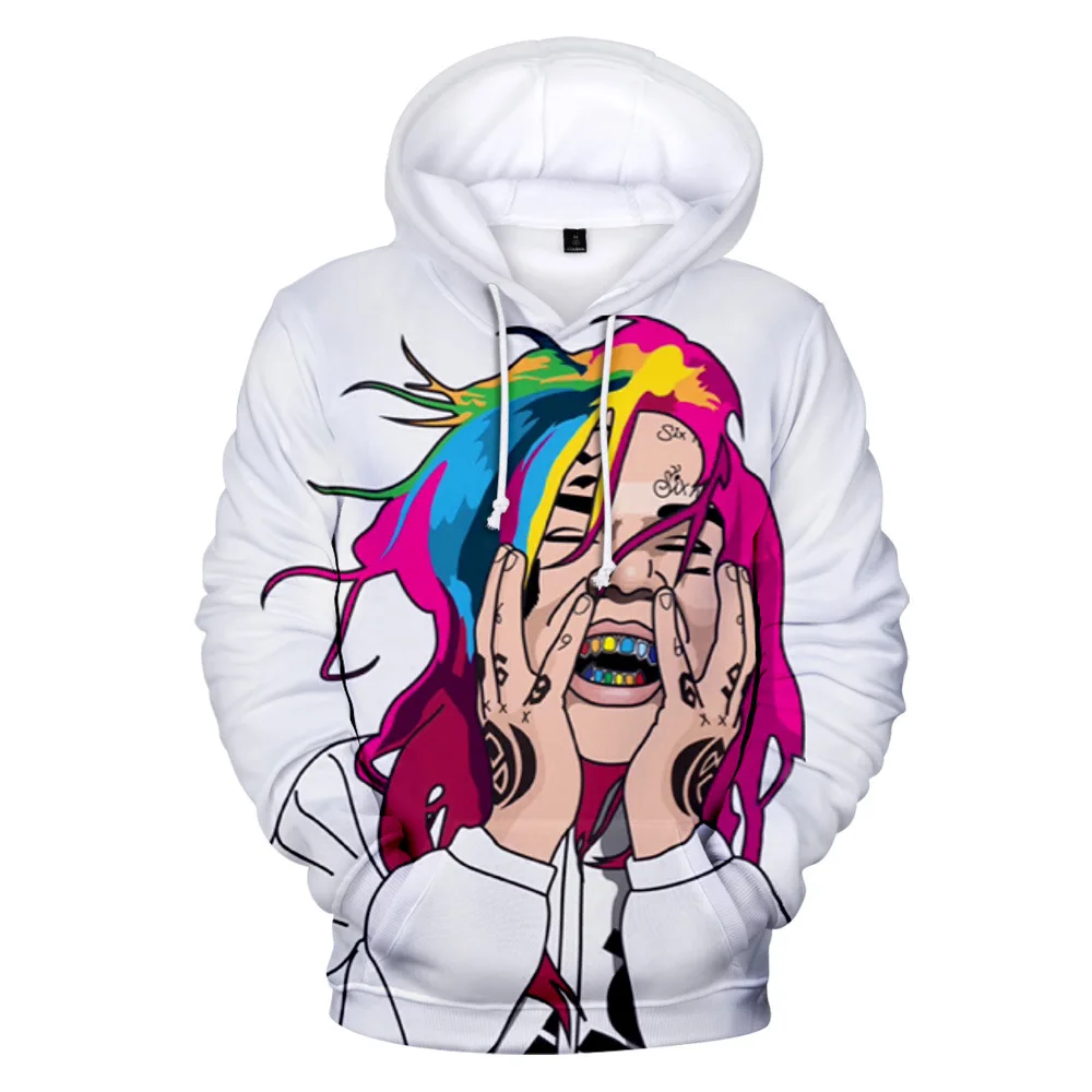 Moletom com capuz 3D Anime Hip Hop masculino, Rapper Tekashi 69, moletons com capuz, streetwear infantil, pulôver masculino, capuz de inverno, 6ix9ine