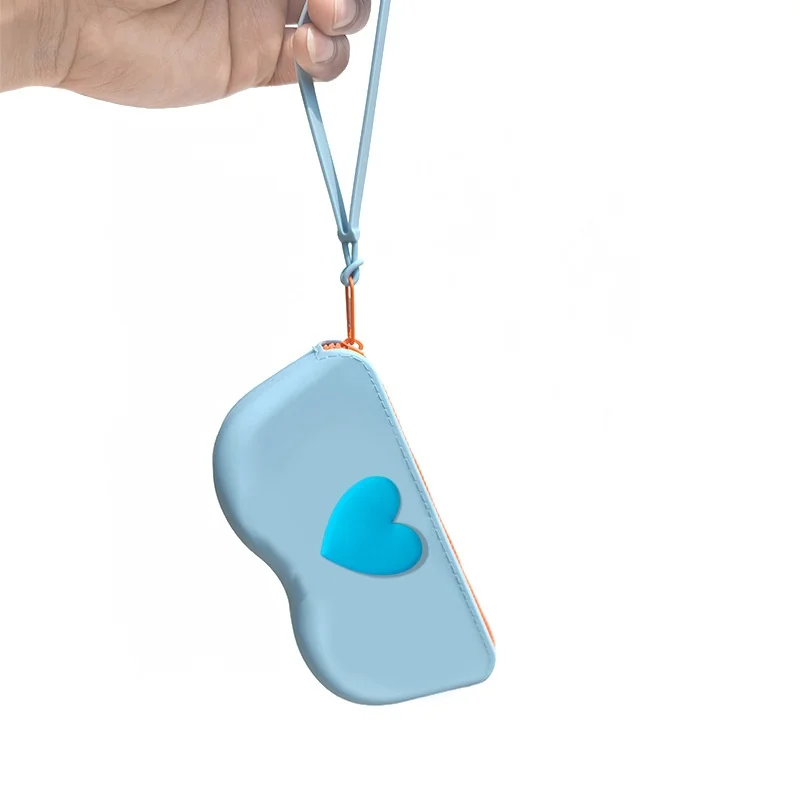 Étui à lunettes en Silicone en forme de cœur, pochette de couleur contrastée, sac de rangement pour lunettes de soleil Durable et Portable, nouvelle collection