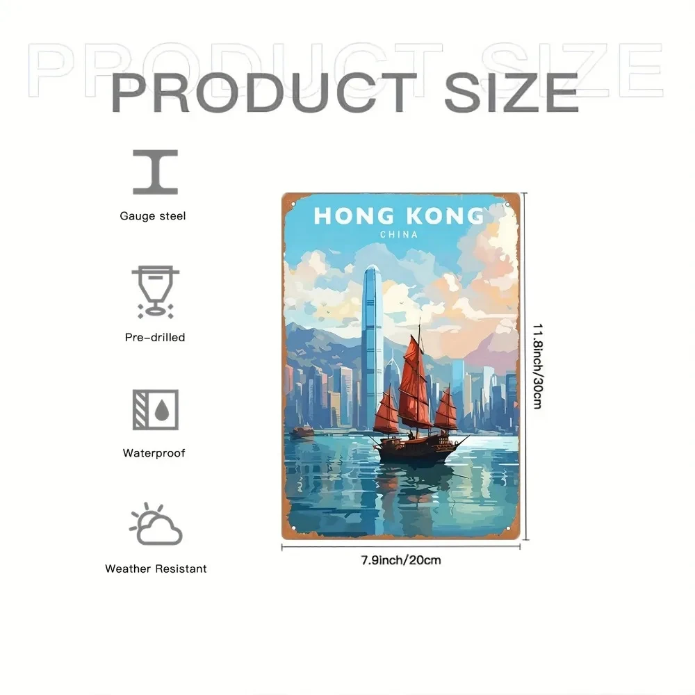 Vintage Hong Kong Metal Sign - Victoria Harbor Cruise Retro Wall Decoration