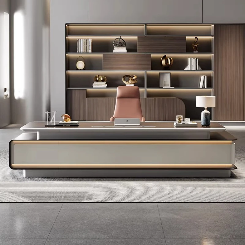 Luxury top boss table 240cm 280cm 320cm Computer desk Room desks Motion office table pliante Equipped with LED lights furniture