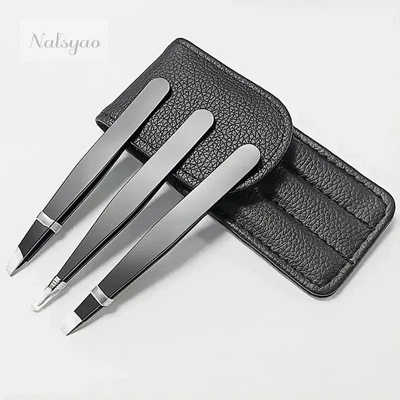 3pcs Premium Stainless Steel Eyebrow Tweezers Set Precision Sharp Flat Oblique Pointed Beauty Tools for Perfect Grooming
