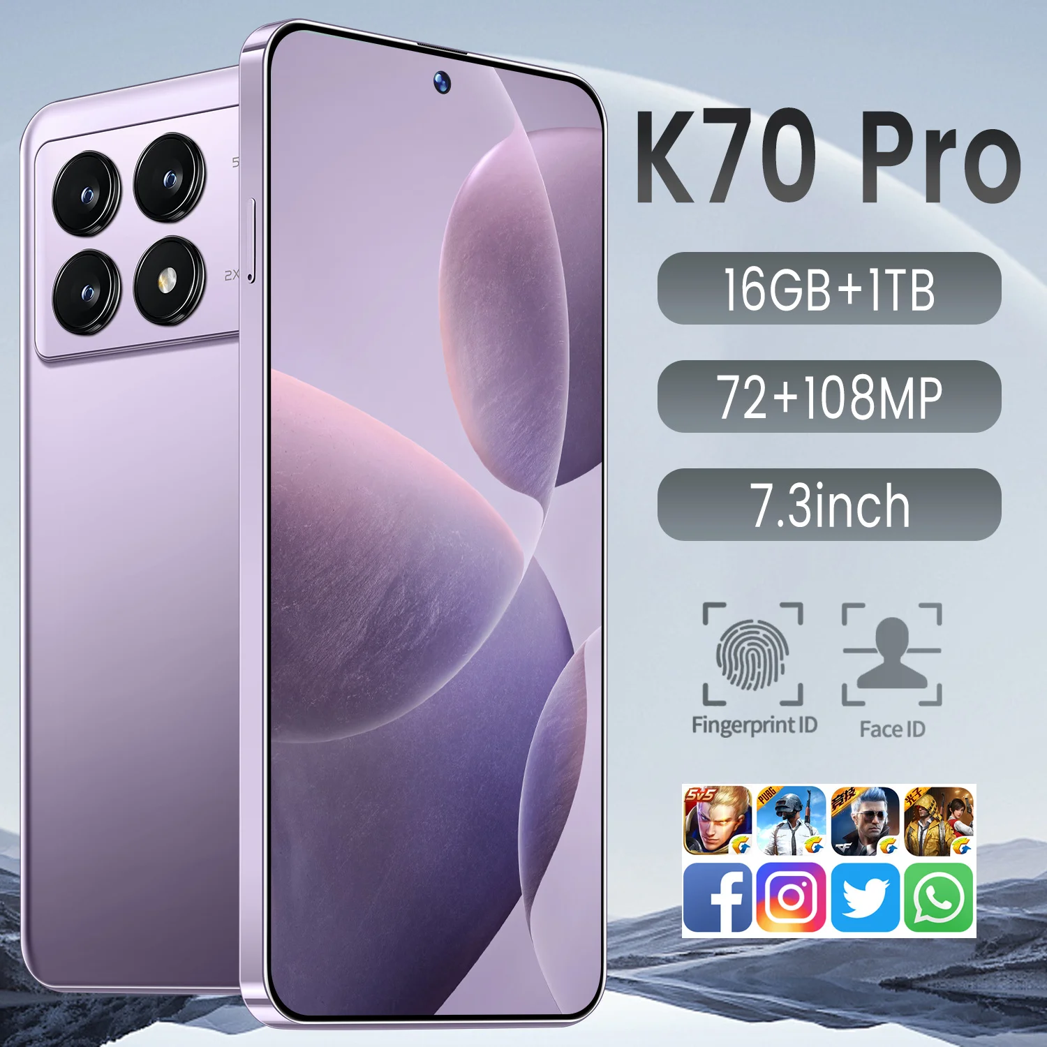 K70 Pro redmi โทรศัพท์มือถือมาใหม่ล่าสุด16GB + 512GB คุณภาพสูง