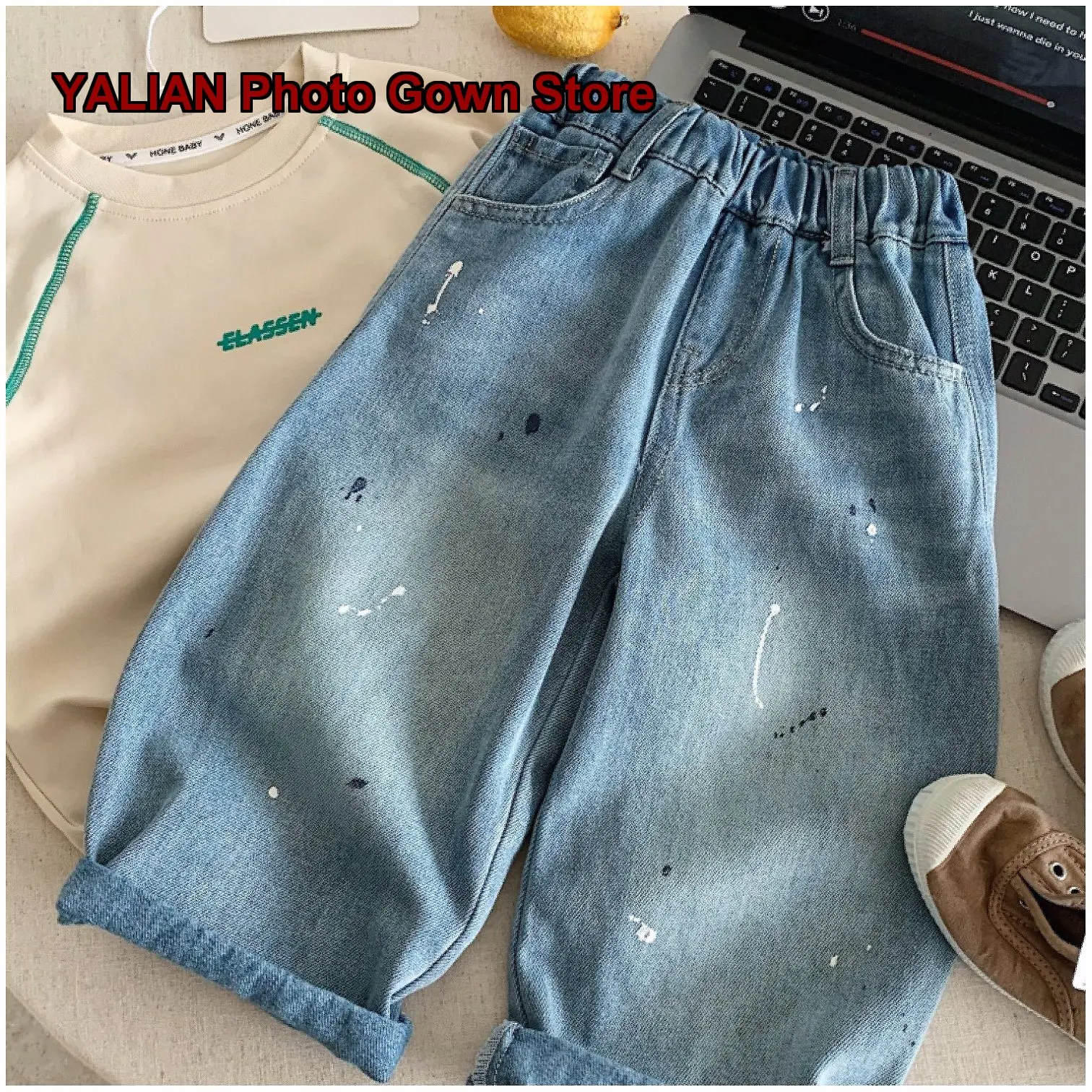 Boys Denim Pants Kids Summer Soft Lyocell Anti-Mosquito Long Trendy Handsome