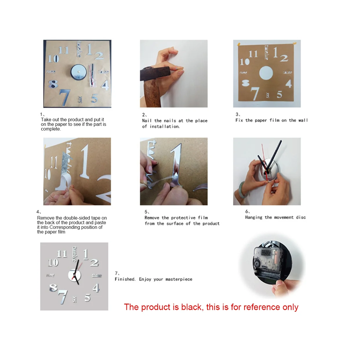 Reloj de pared 3D DIY, diseño moderno, relojes acrílicos grandes, para el hogar pegatina, decoración de habitación, reloj en la pared, números-Negro