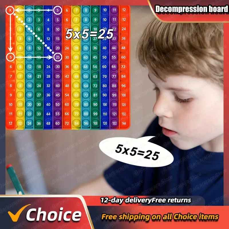 12x12 Multiplication Push Bubble Fidget Toys Kids Learning Educational Toys Multiplication Math Pop Toys