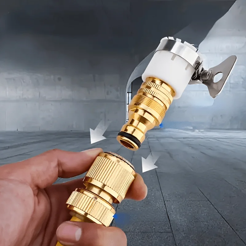 Brass Garden Hose Quick Connector Set, Water Tap Adapter, Quick Release Hose Fitting for Garden Watering Pipe Connection
