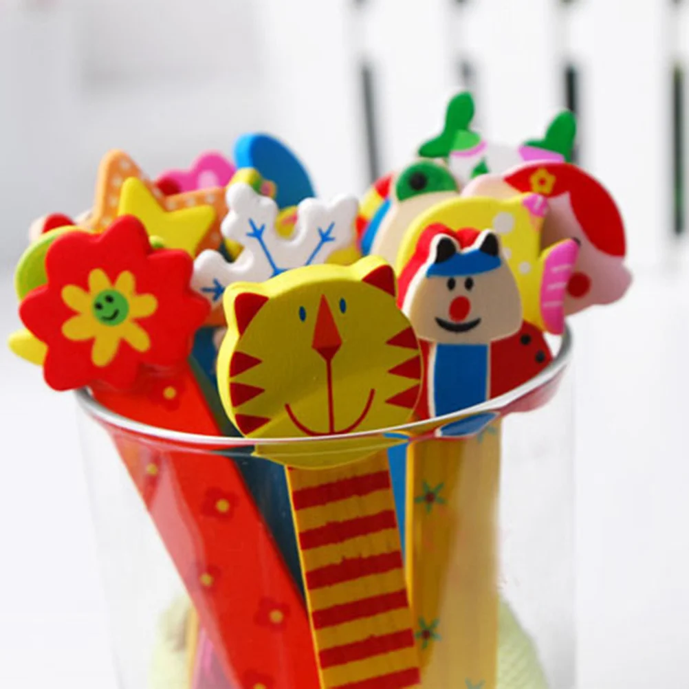 

20Pcs Wooden Bookmarks Cartoon Patterns Book Markers Mini Ruler Scale Study Decoration Gifts Bookmarks