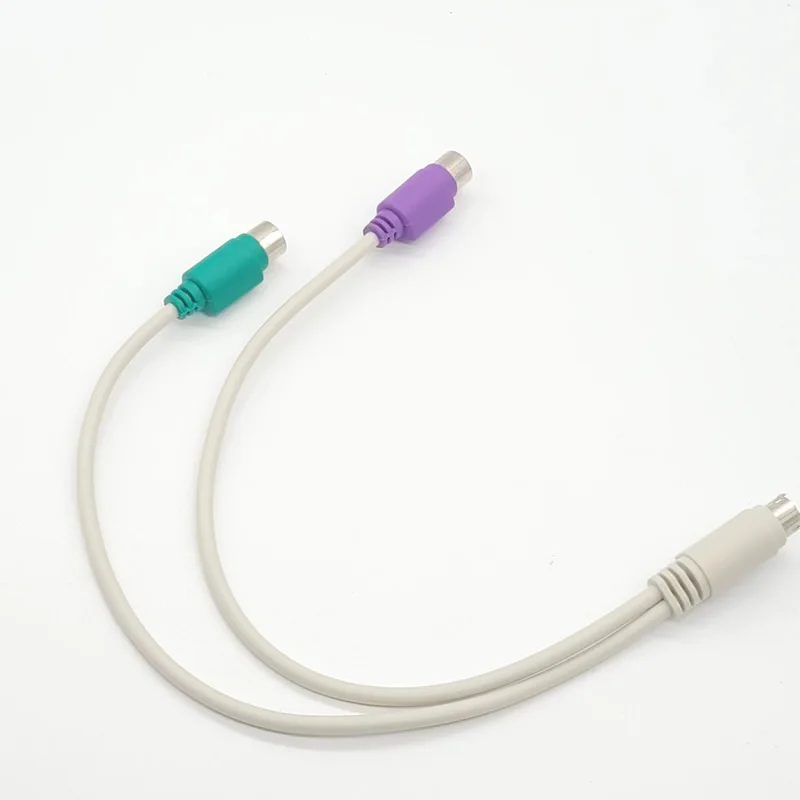 2Pcs PS2 1 to 2 Splitter Cable, Round Port Adapter for Keyboard and Mouse, PS2 Conversion Cord for Industrial PC