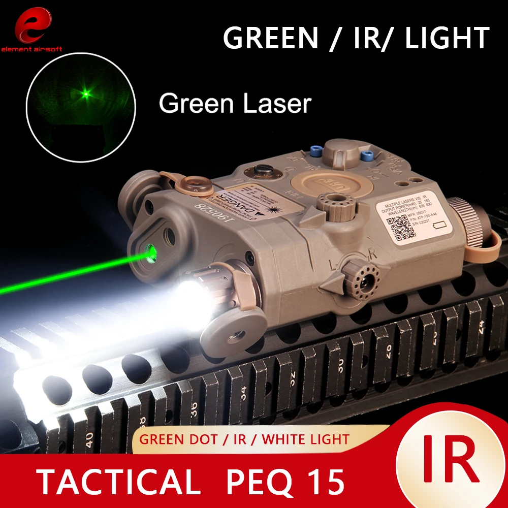 

Element Tactical Flashlight AN/PEQ 15 Green IR Laser For Armas Softair Hunting PEQ 15 LA5C UHP Airsoft Weapon Light PEQ