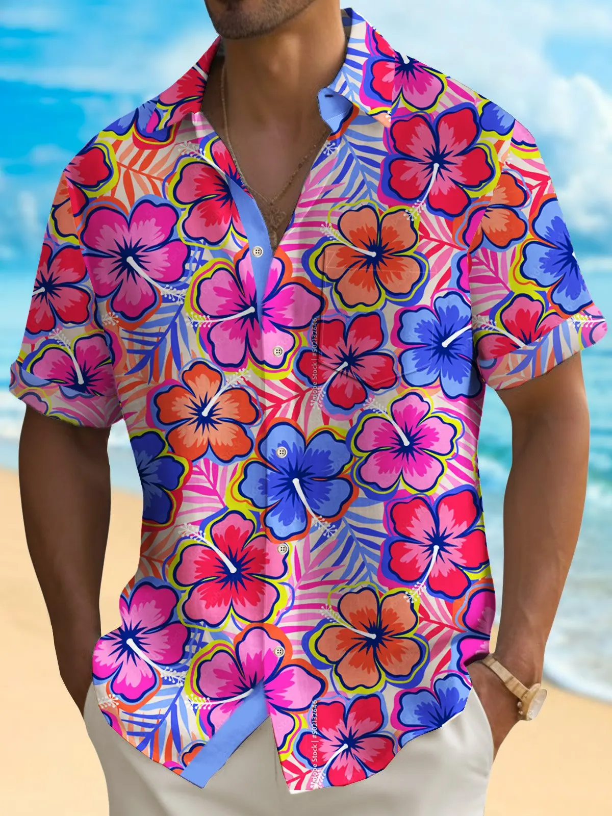 Men\'s Hawaiian Shirts 3D Print Hawaii style Fashion Button Short Sleeve Lapel Streetwear Hawaiian Blouse shirts for men Summer