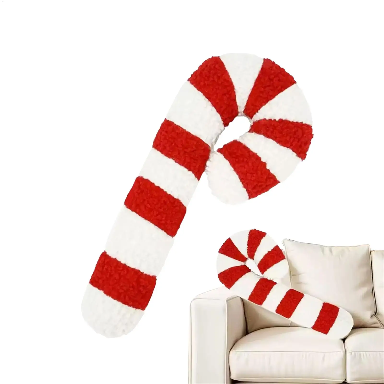 Christmas Throw Pillow Comfortable Candy Cane Shape cushion Christmas Decoration Soft Plush Candy Cushion for Living Room Sofa
