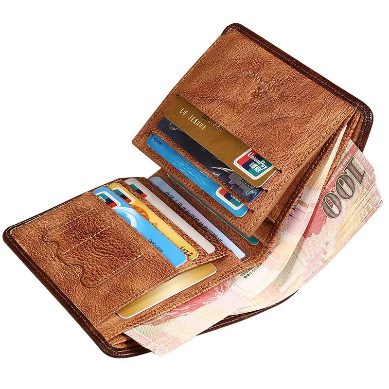 ManBang HOT Genuine Leather Men Wallet Small Mini Card Holder Male Wallet Pocket Retro purse High Quality